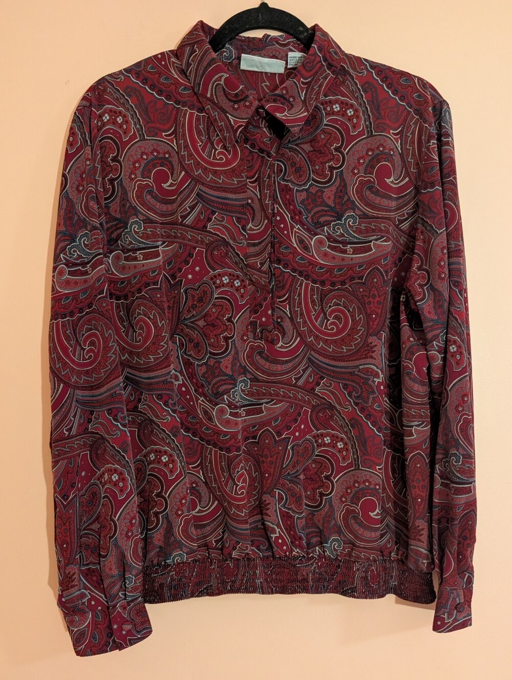 Alfred Dunner Burgundy Paisley Button-Front Casual Shirt